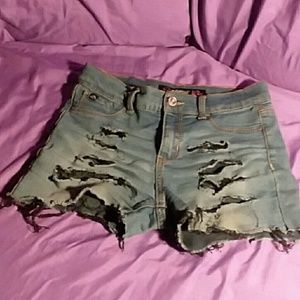 Ripped jean shorts